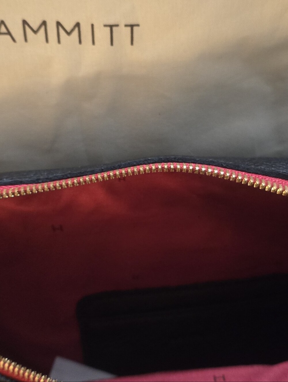 Hammitt Charles Black Leather Crossbody with Red Zippers and Gold Hardware (Med) - Picture 5 of 5
